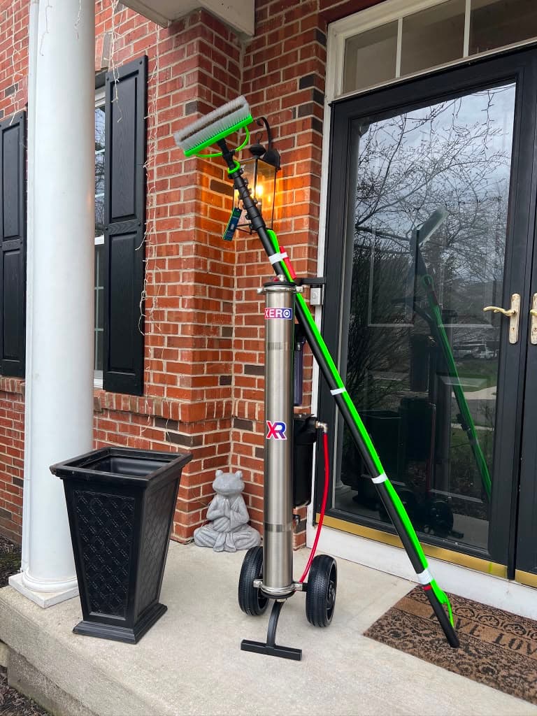 The three stage water filtration system and extendable water fed pole used on every Bucks County job